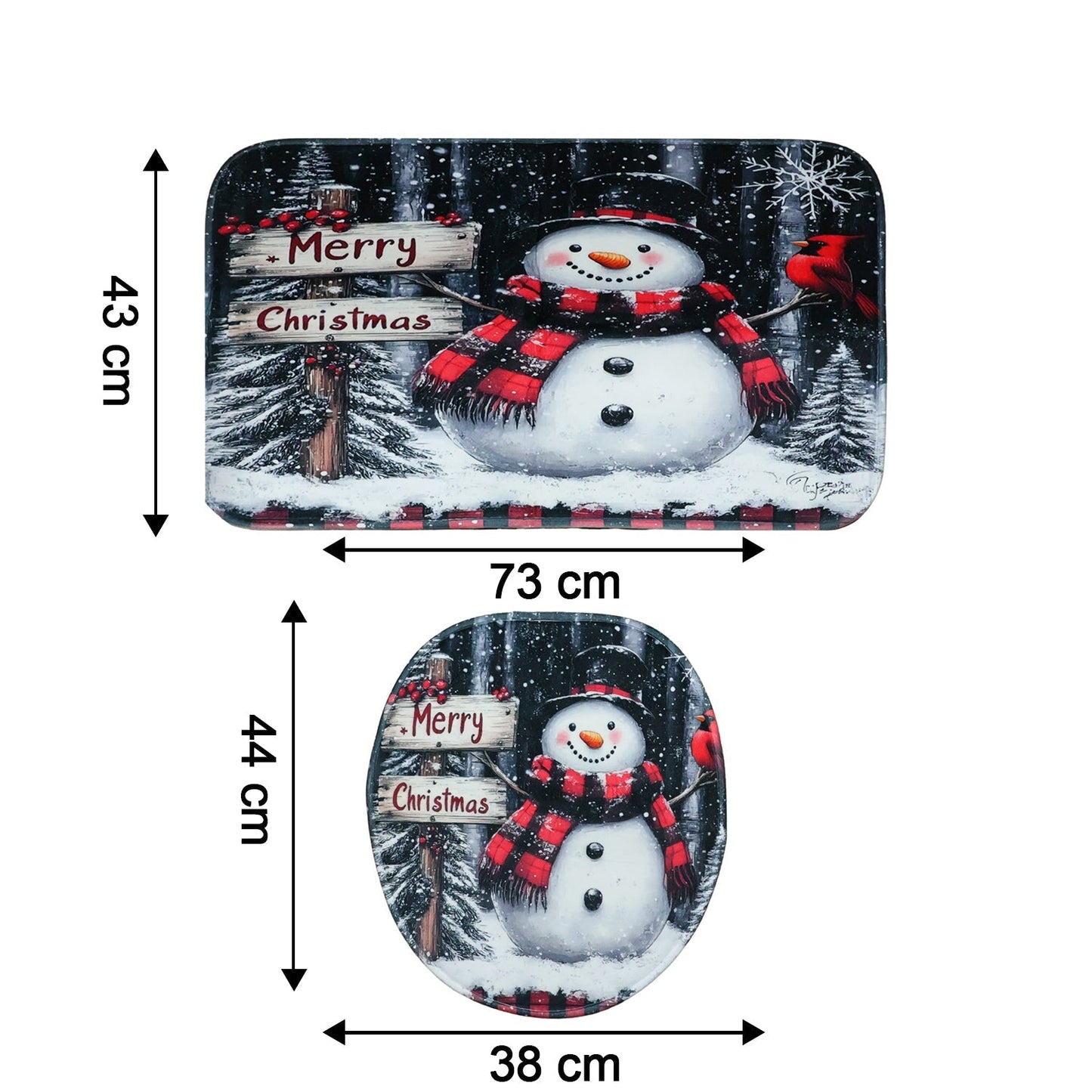 3 in 1 Christmas-Themed Bathroom Mat - (1 Set)