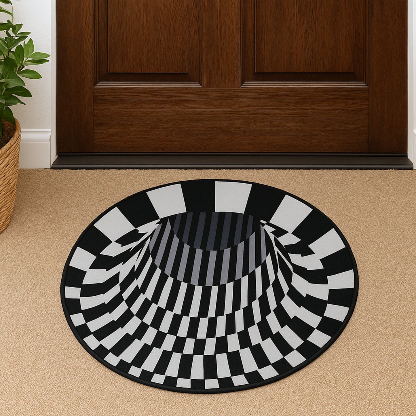 3D Space Round Carpet, Floor Mat Non-Woven Doormat (60 Cm)