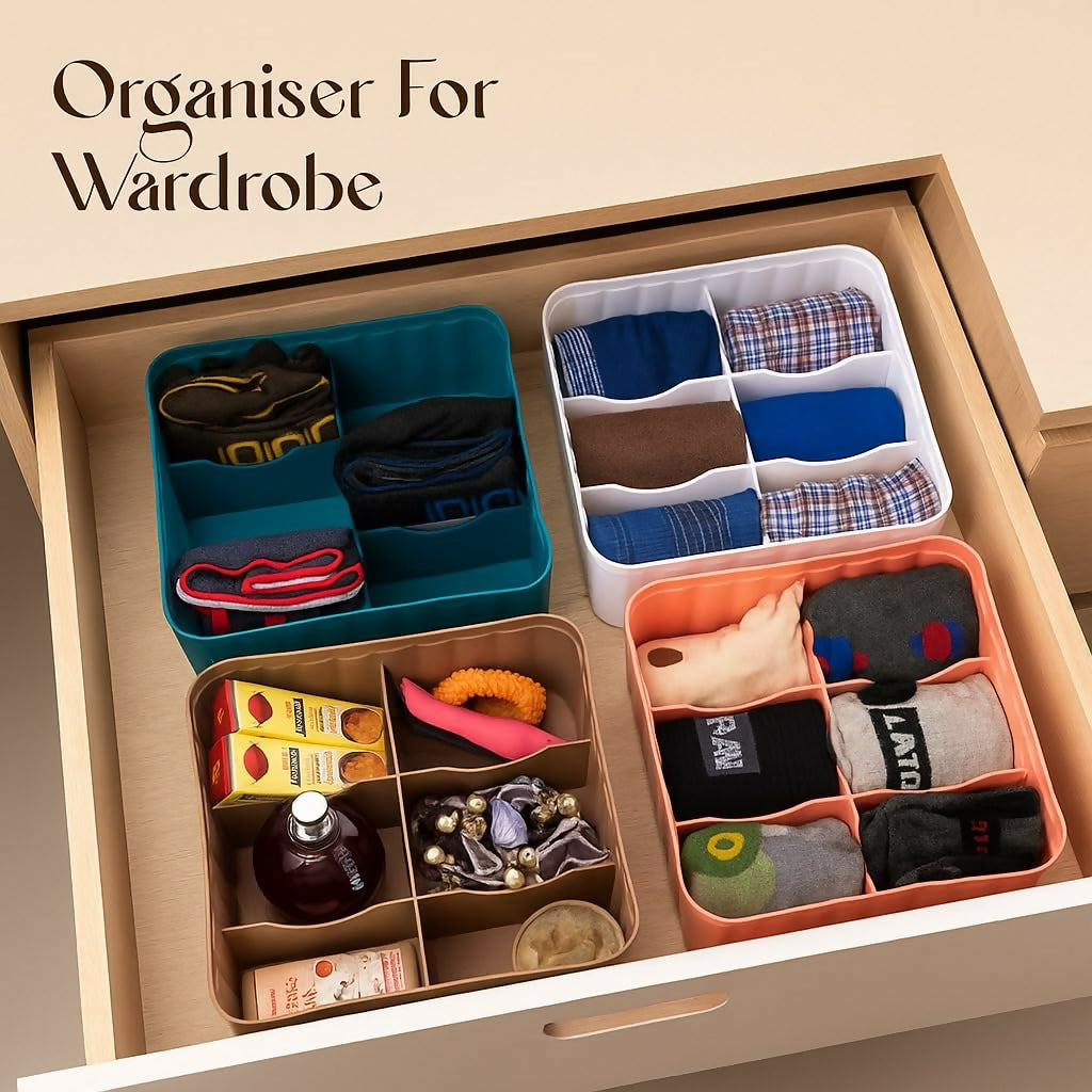 6-Compartment Wardrobe Organizer pack of 4